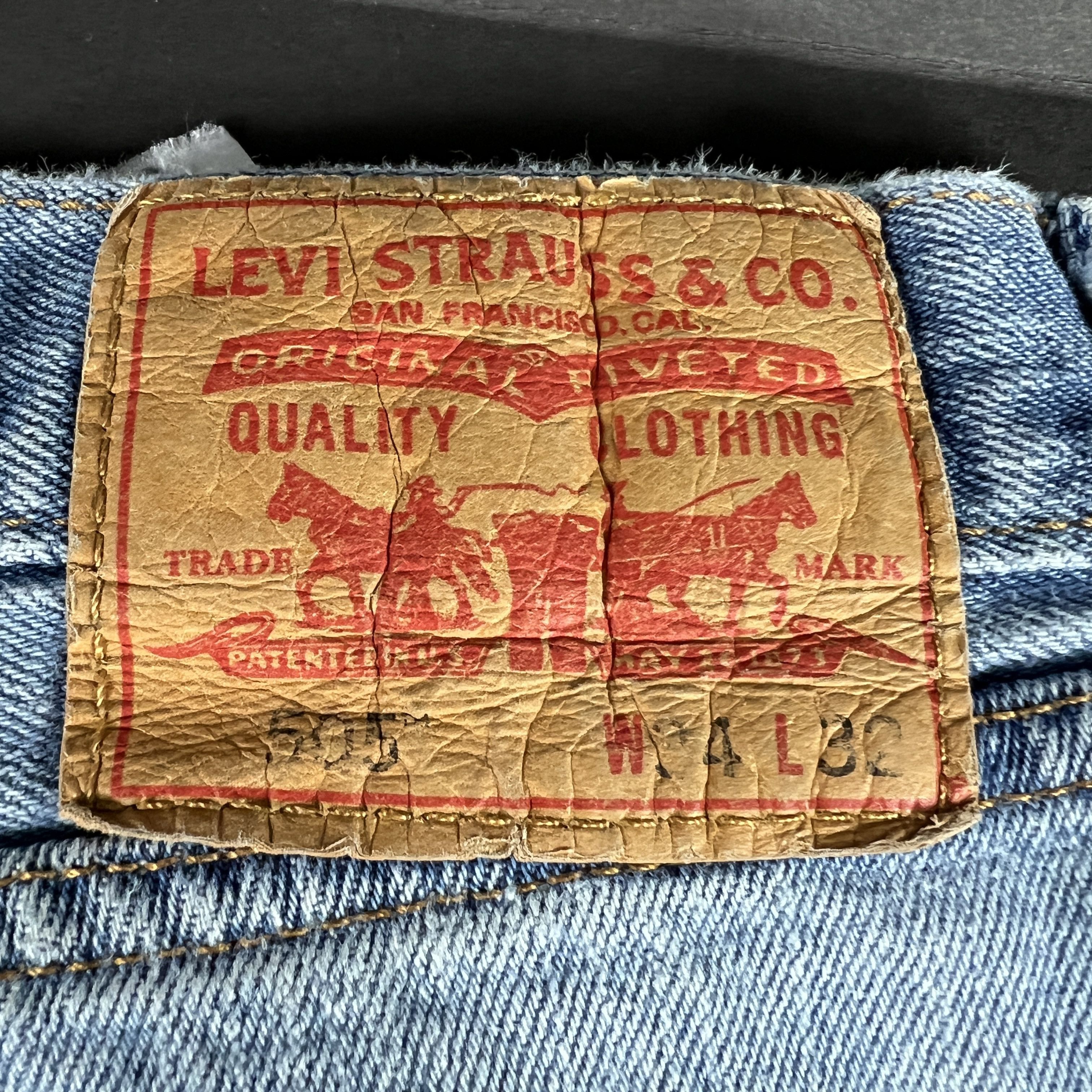 Levi's Levi's Jeans 505 Straight Leg Light Blue Distressed Denim Size US 35 - 13 Thumbnail