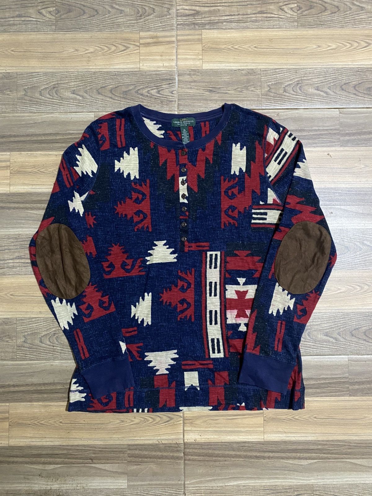 Designer × Polo Ralph Lauren × Vintage POLO RALPH LAUREN AZTEC LONG SLEEVE TEE Size ONE SIZE - 1 Thumbnail