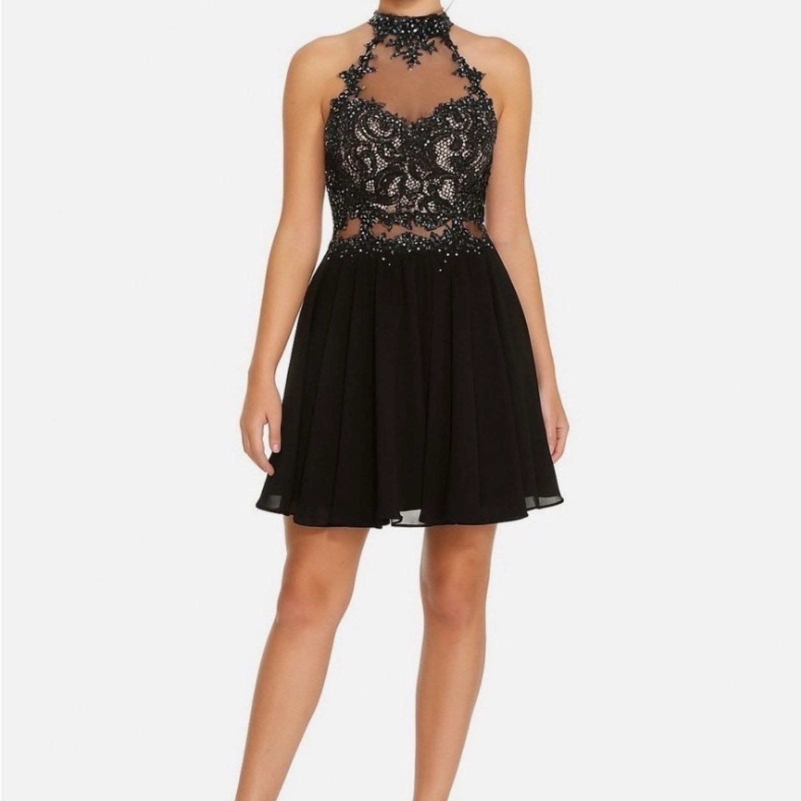 Other New Y2K Elegant Black Lace Halter Dress size XS Size XS / US 0-2 / IT 36-38 - 6 Thumbnail