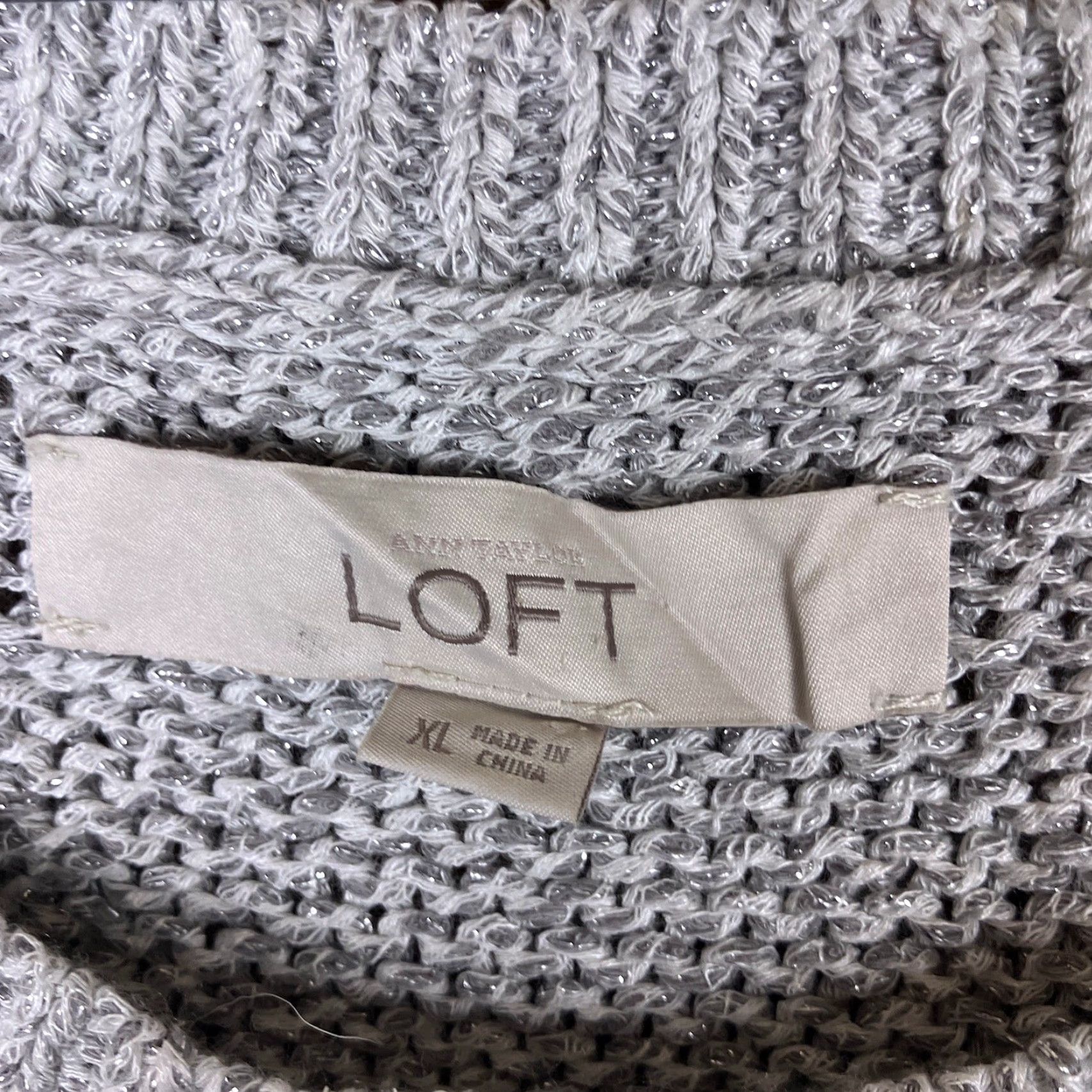Ann Taylor VINTAGE Ann Taylor LOFT Women Sweater Gray Metallic Sleeveless Knit Boat Neck Stretch XL Size XL / US 12-14 / IT 48-50 - 6 Thumbnail