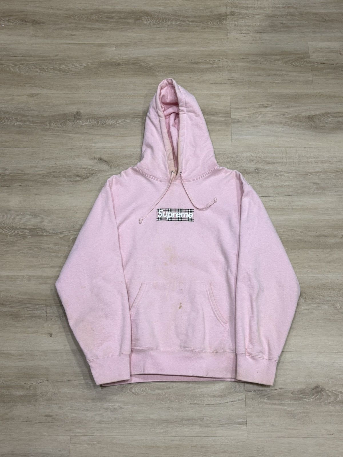 Burberry × Supreme Supreme x Burberry Pink Box Logo Hoodie | Grailed