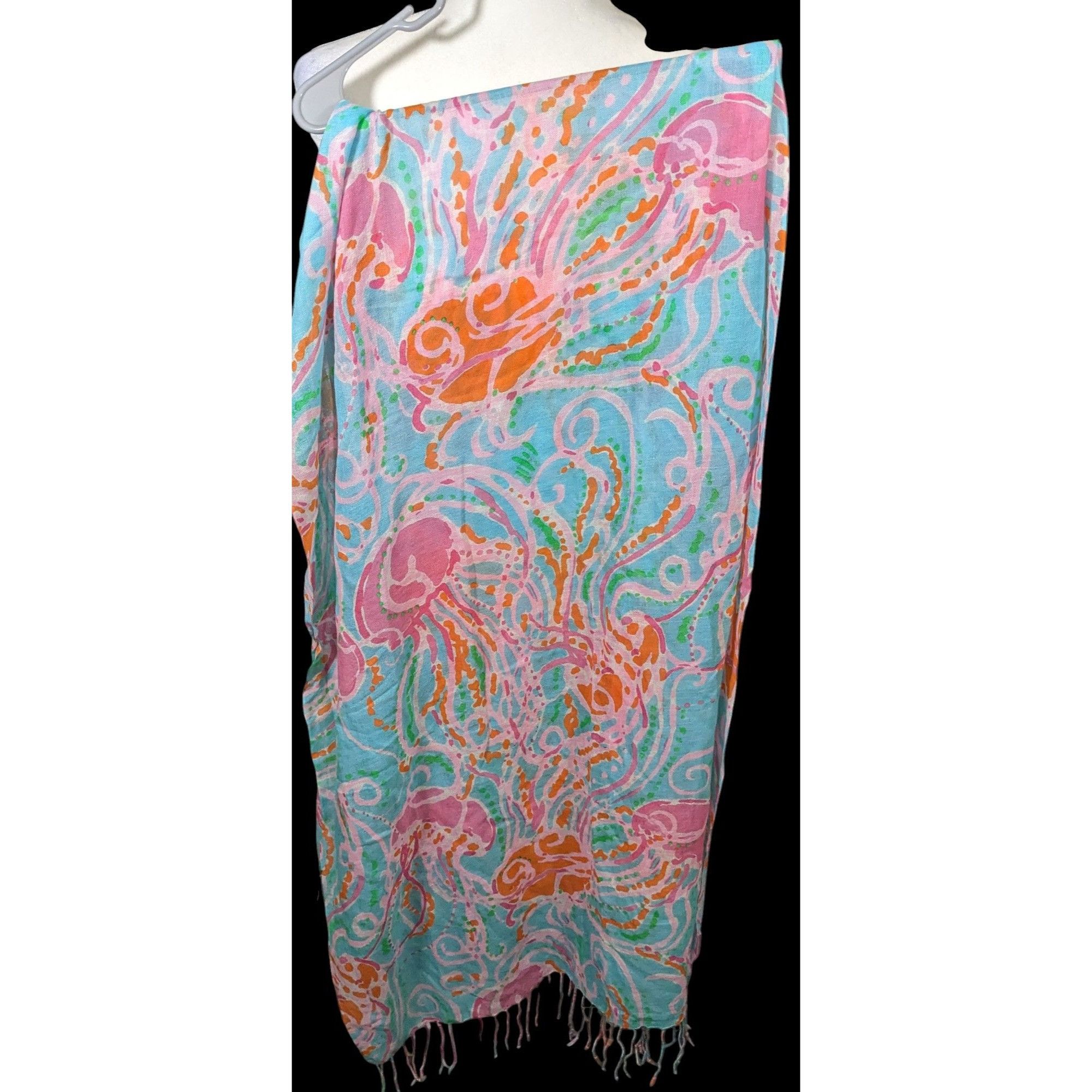 Lilly Pulitzer Lilly Pulitzer Jellies Pink Blue And Orange Jellyfish Scarf Size ONE SIZE - 1 Thumbnail
