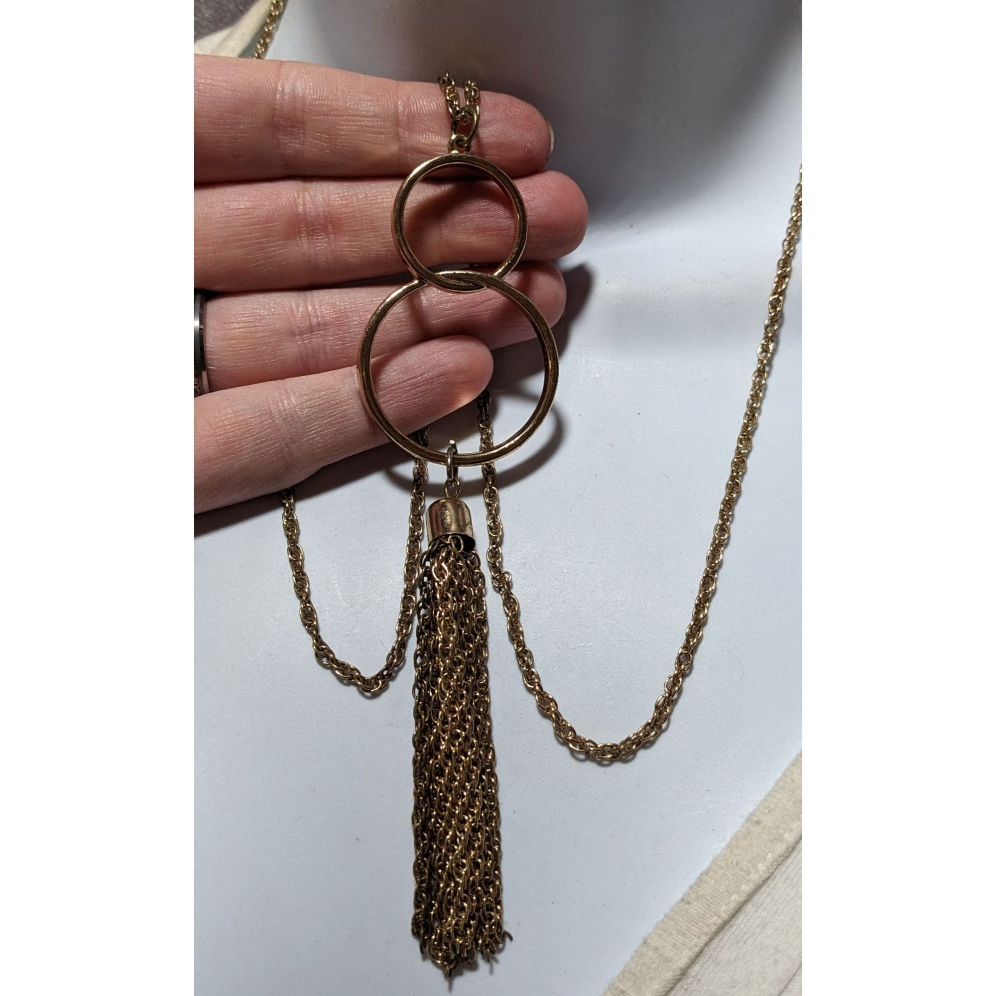 Other Trendy Gold Open Figured Eight Tassel Necklace Size ONE SIZE - 5 Thumbnail