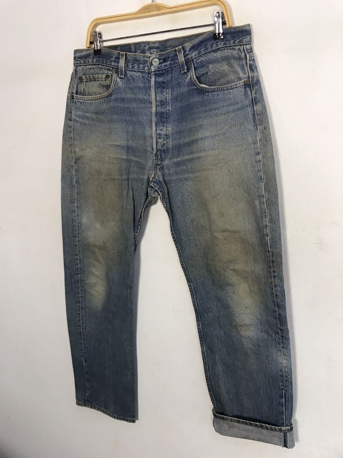Levi's Vintage Clothing Levi's 80s Lot 501 Buttonfly Indigo Denim Beauty Fade Jeans Size US 35 - 3 Thumbnail