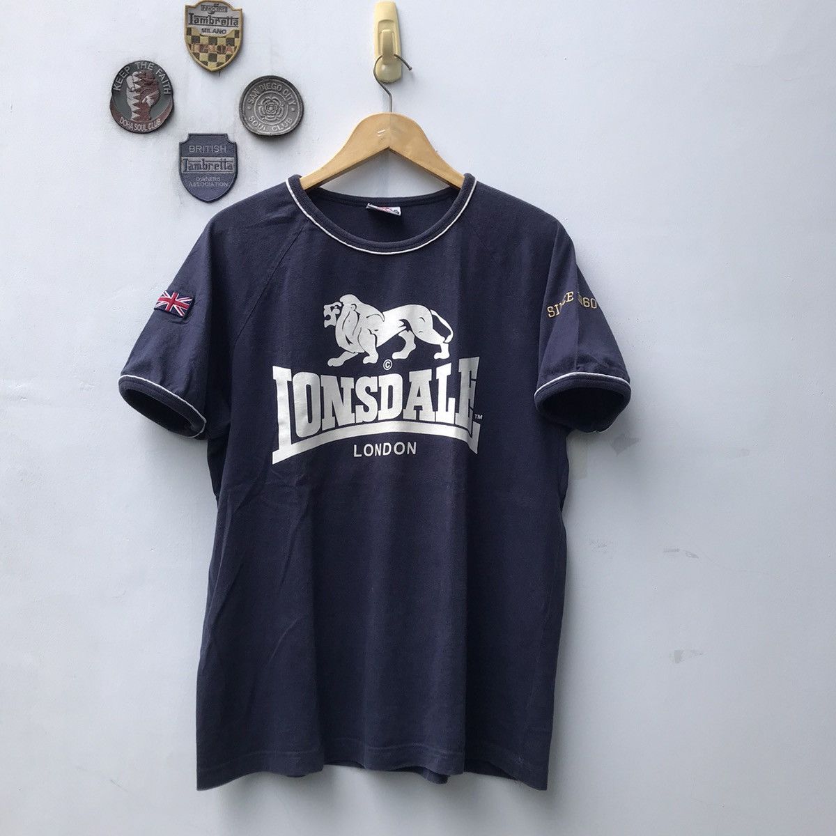 Lonsdale london Ringer tee tshirt colour navy blue size L