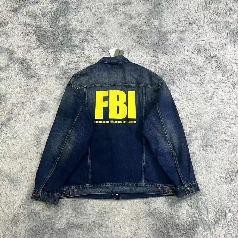 Balenciaga Balenciaga FBI Logo Denim Jacket - dmc Size US L / EU 52-54 / 3 - 1 Thumbnail