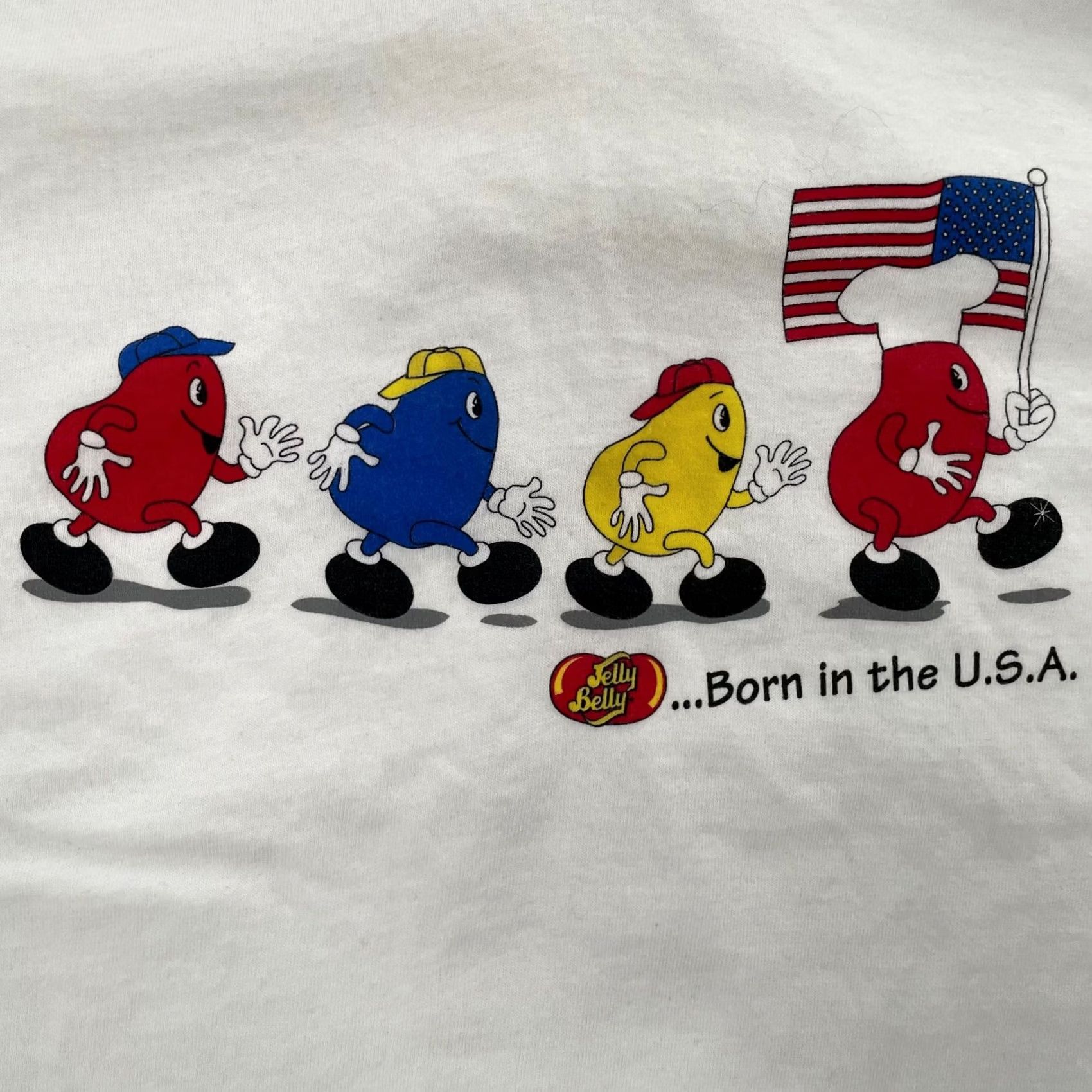 Hanes VINTAGE Jelly Belly Beans Shirt Adult Large White Born In The USA Promo Tee Mens Size US L / EU 52-54 / 3 - 3 Thumbnail