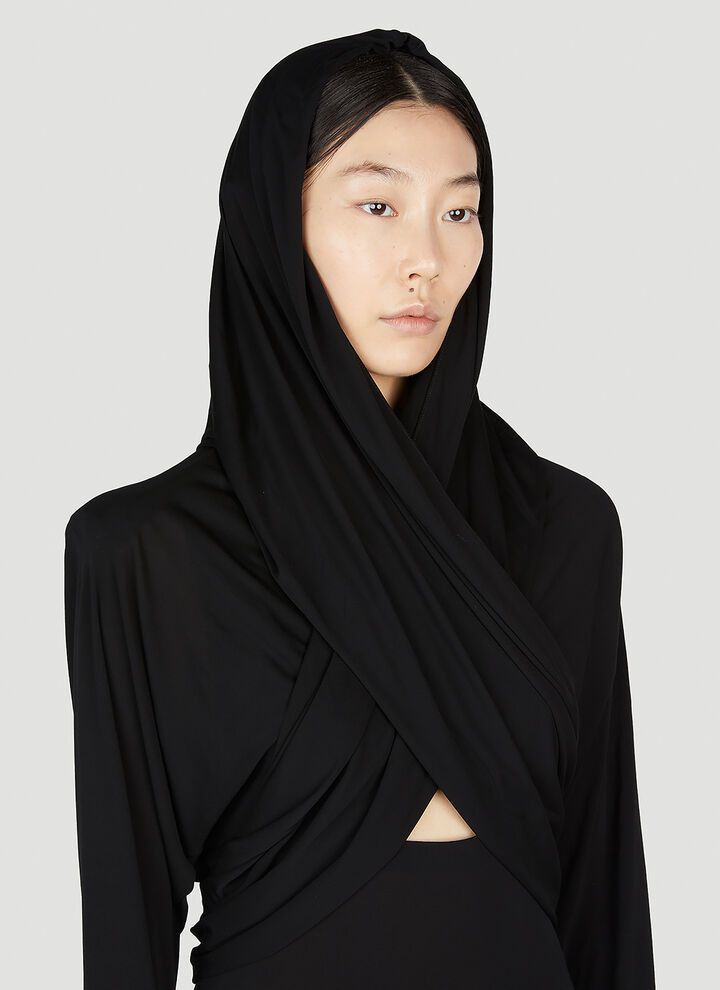 Saint Laurent Paris o1s1wg111024 Hooded Dress in Crepe Jersey in Black Size XS / US 0-2 / IT 36-38 - 5 Thumbnail