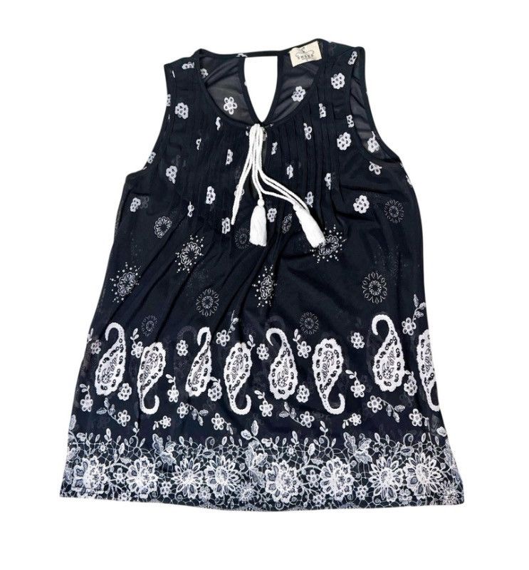 Other Ember Black & White Paisley Sleeveless Sheer Top – Size S Size S / US 4 / IT 40 - 1 Thumbnail