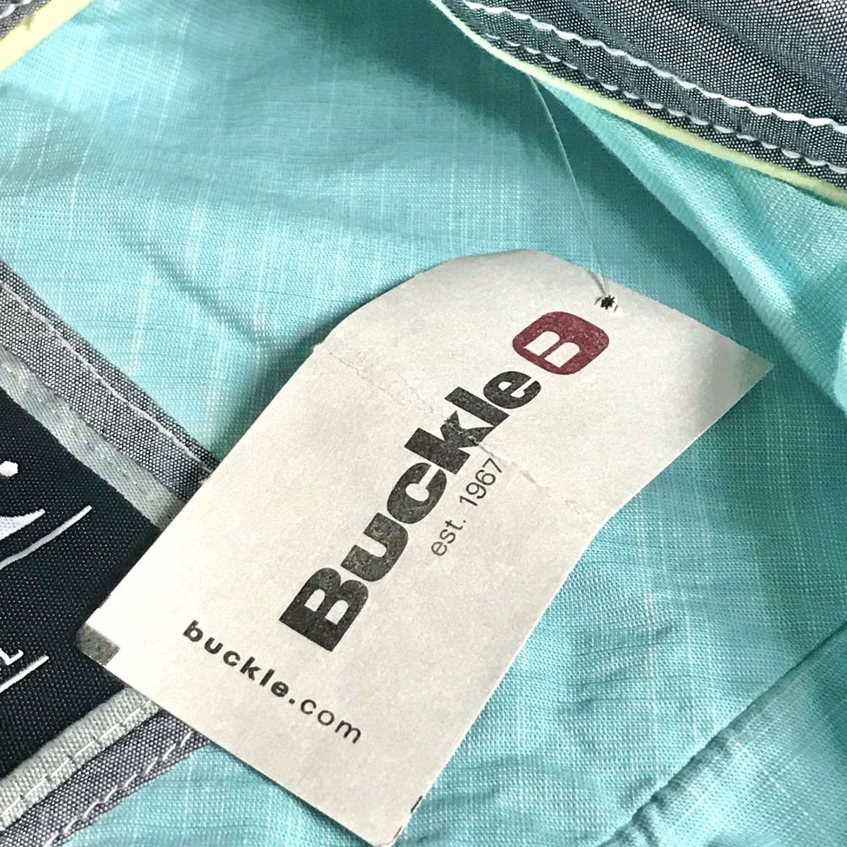 Buckle Black Buckle Black Men Cyan/Yellow Athletic Fit Short Sleeve Button-Up Shirt XL Size US XL / EU 56 / 4 - 4 Thumbnail