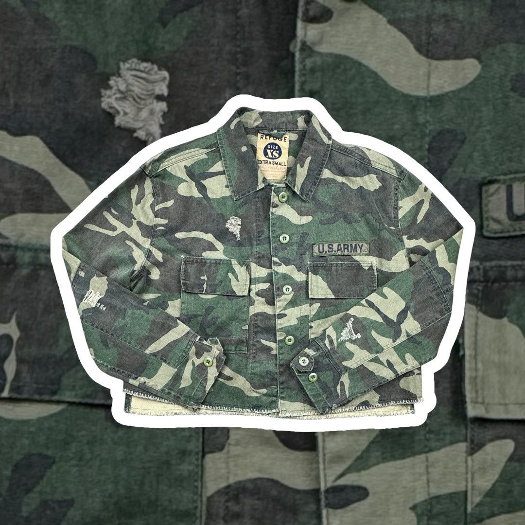Japanese Brand × Vintage Vintage REFUGE Woman US Army Style Denim Jacket XS Size XS / US 0-2 / IT 36-38 - 1 Thumbnail