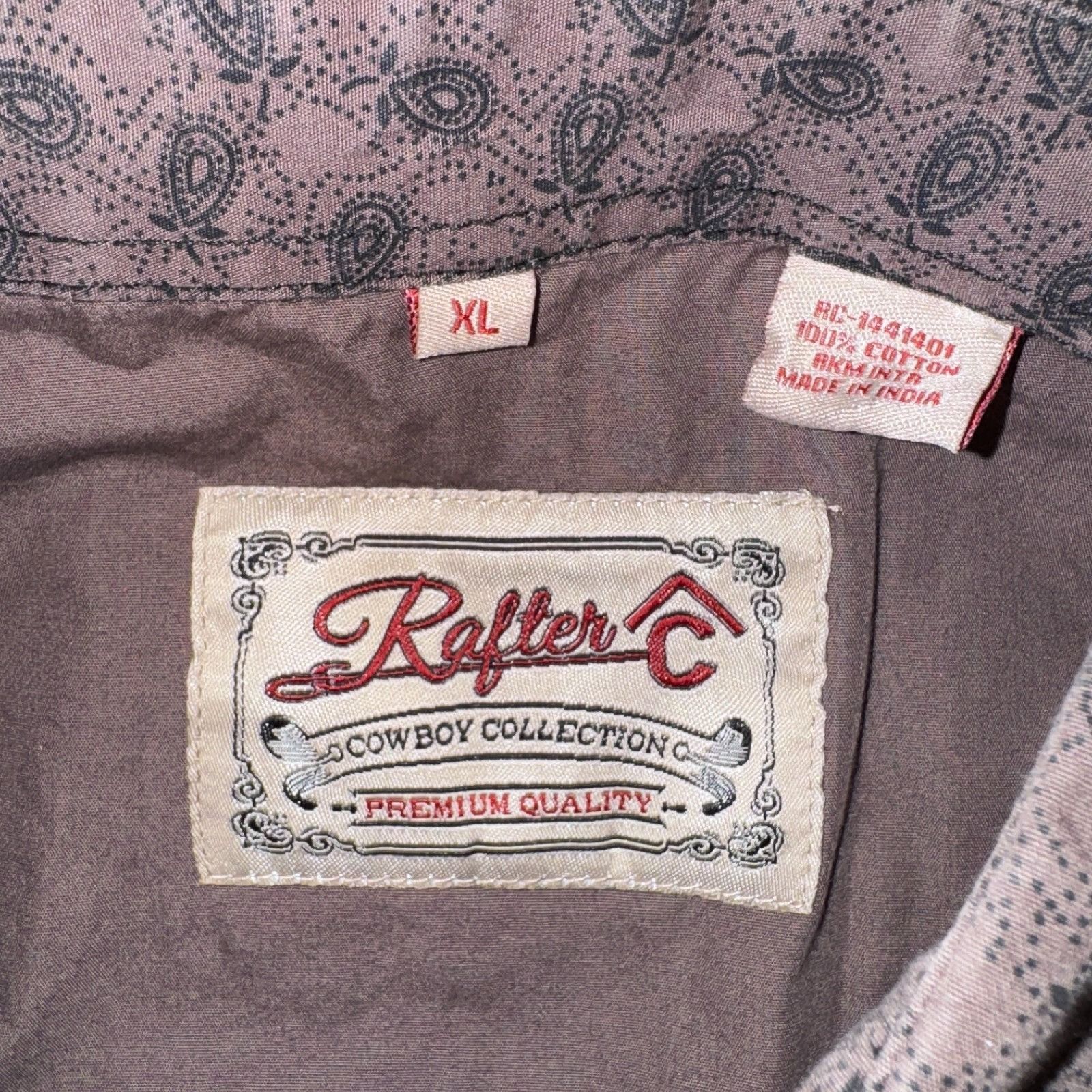 Other Rafter C Brown Paisley Western Pearl Snap Shirt XL Cowboy Ro Size US XL / EU 56 / 4 - 2 Thumbnail