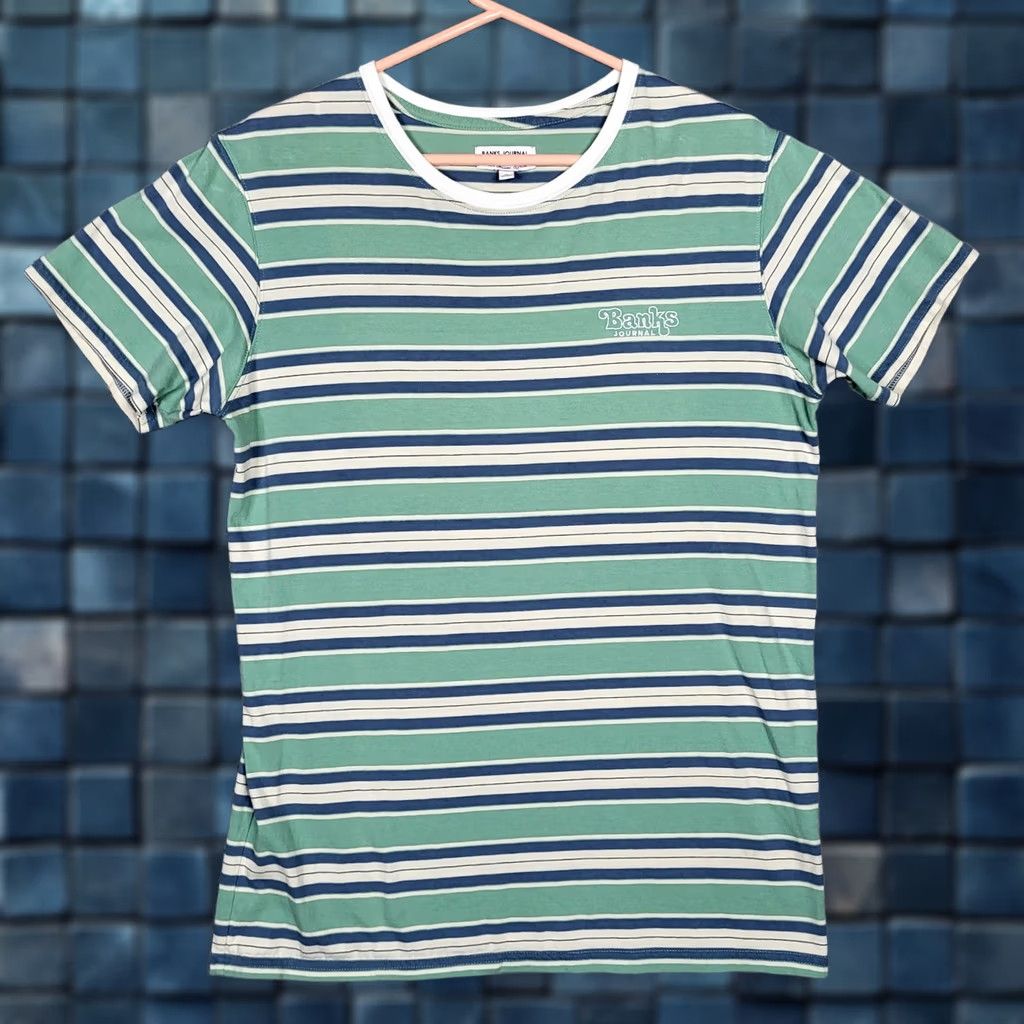 Banks Journal Banks Journal Men's T-Shirt Striped 100% Organic Cotton Short Sleeve Crew Neck Size M Multicolor Size US M / EU 48-50 / 2 - 1 Thumbnail