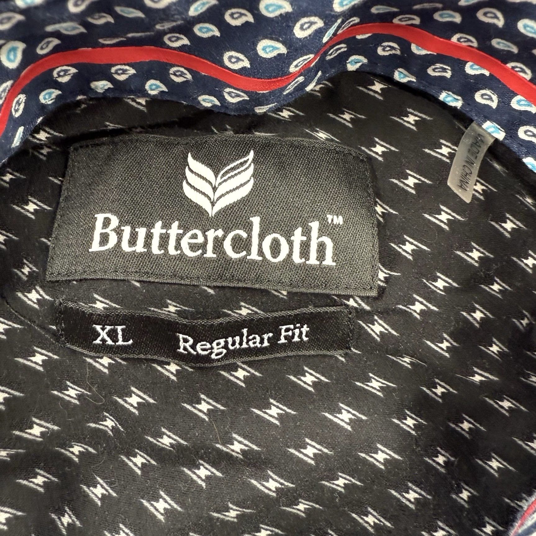 Vintage Buttercloth Shirt Men XL Black Geometric Print Cotton Regular Fit Designer Button-Up Shirt Accessories: All Seasons, Breathable, Stretch Size US XL / EU 56 / 4 - 3 Thumbnail