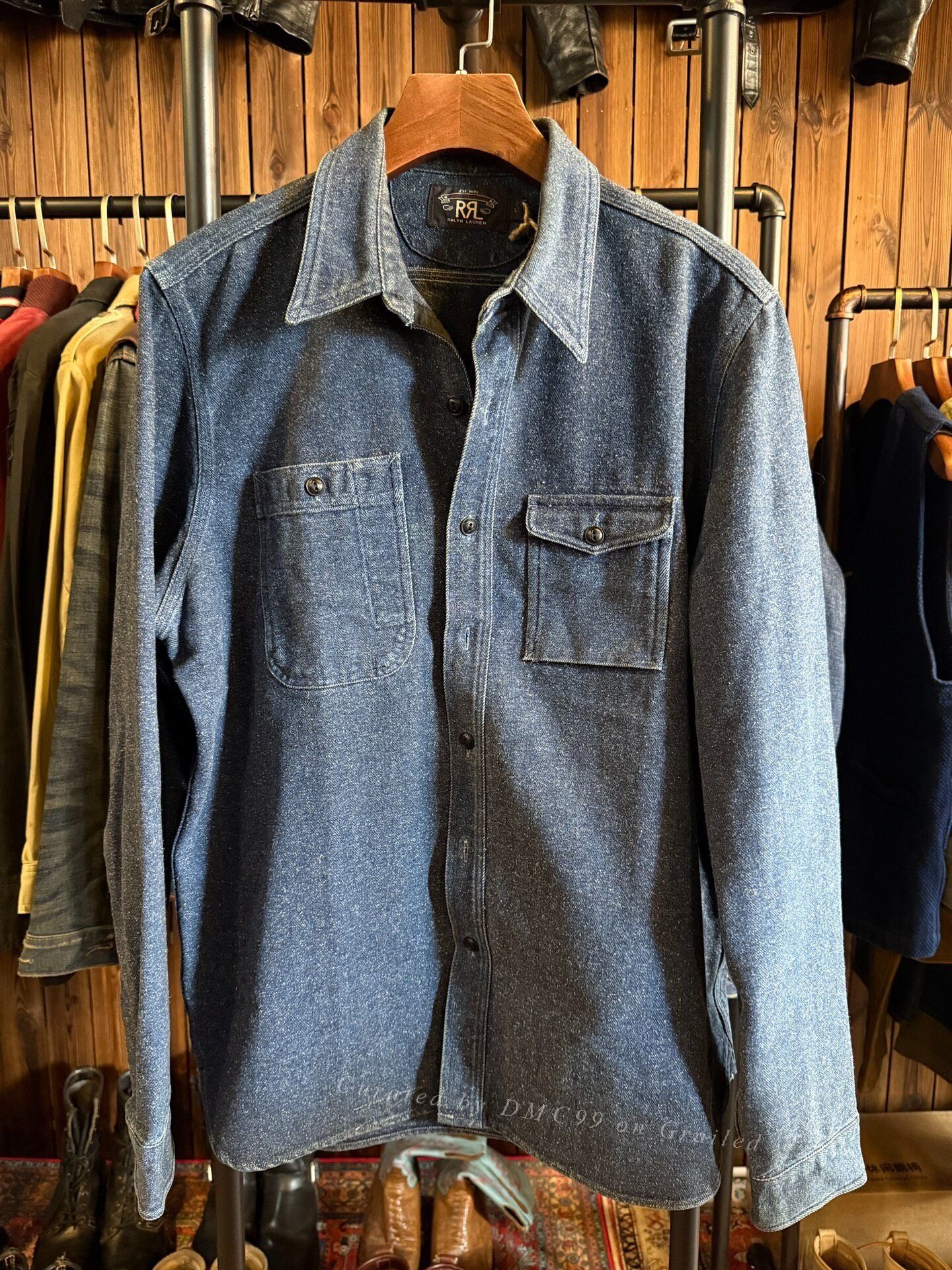 RRL Ralph Lauren RRL Vintage Snow Wash Denim Shirt Size US L / EU 52-54 / 3 - 1 Thumbnail