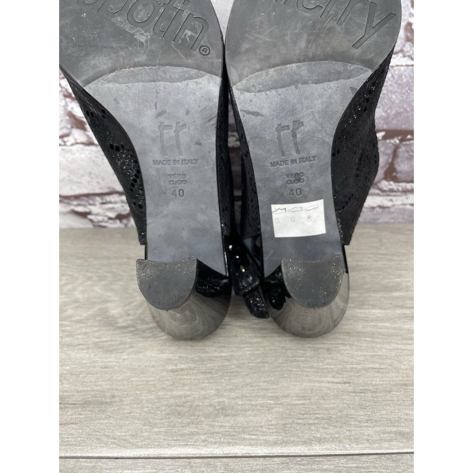 Other Thierry Rabotin Black Leather Snake Print Slingback Pump Hee Size US 9.5 / IT 39.5 - 6 Thumbnail