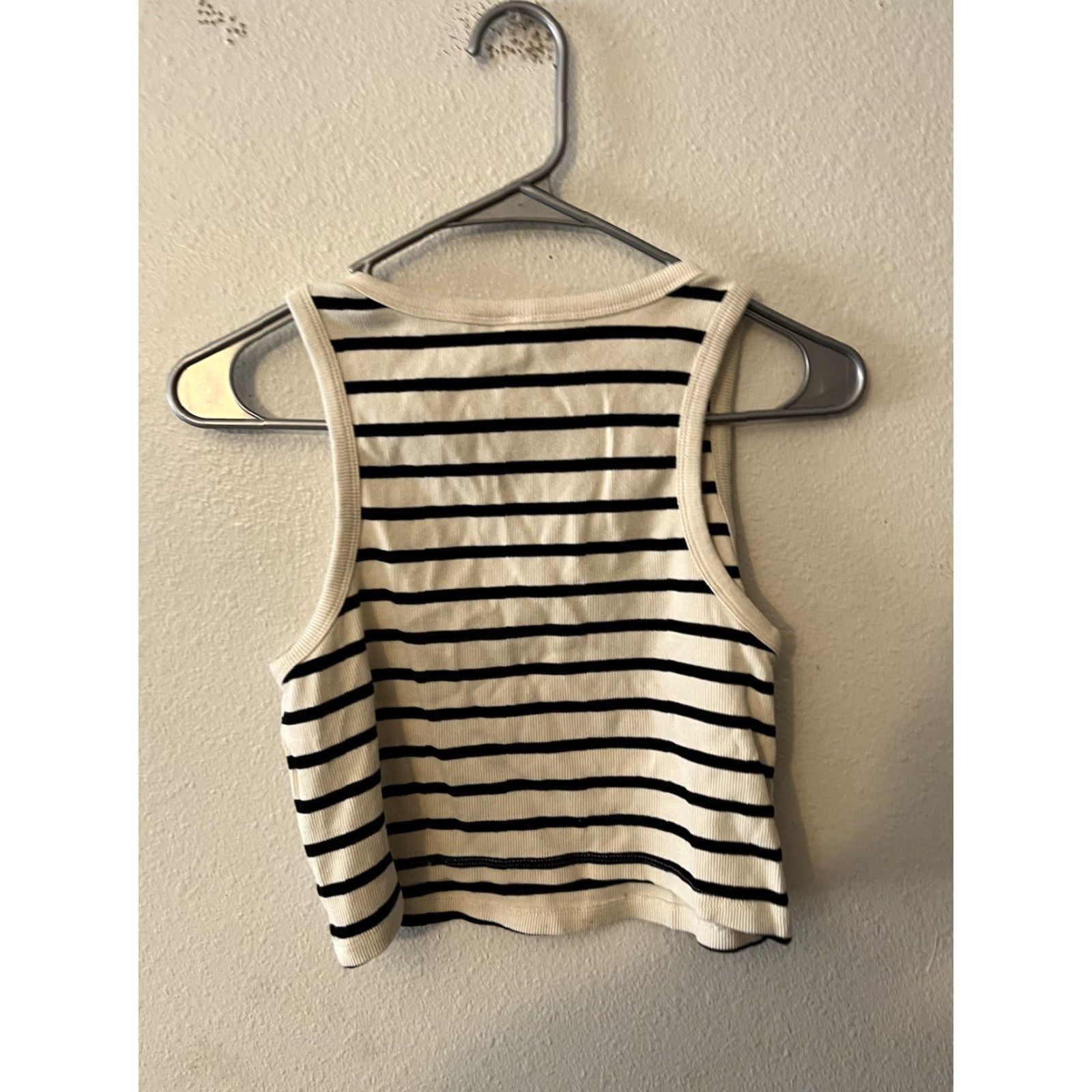 H&M VINTAGE H&M Tank Shirt Women L White Striped Cotton Modal Muscle Tank Camisole Adult Large Womens Size L / US 10 / IT 46 - 3 Thumbnail