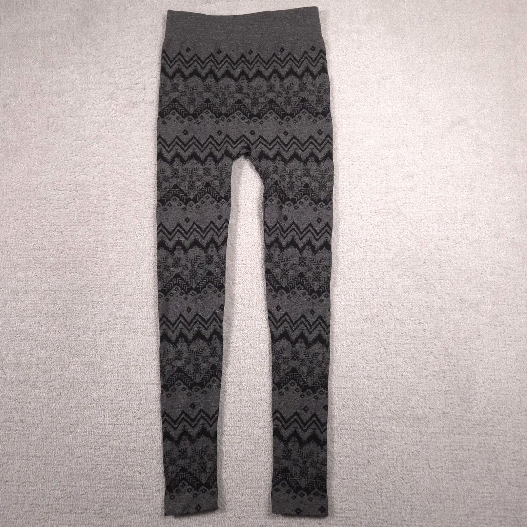 Vintage Muk Luks Leggings Womens M/L Gray Fair Isle Thermal Fleece Winter Warm Size 32" / US 10 / IT 46 - 3 Thumbnail
