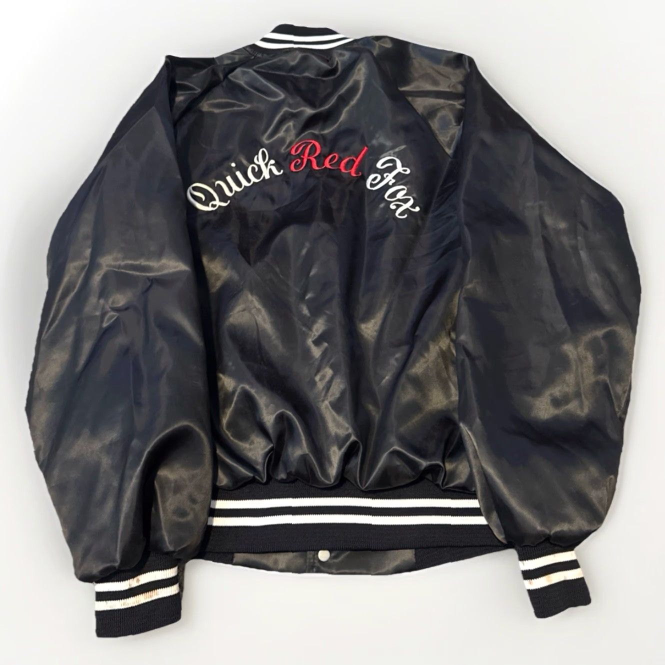 Vintage VINTAGE 80s The Quick Fox Bar Restaurant “Jill” Black Bomber Jacket Large Unbranded Unisex Adults Nylon Jacket Mens Womens Boys Girls Size US L / EU 52-54 / 3 - 2 Thumbnail