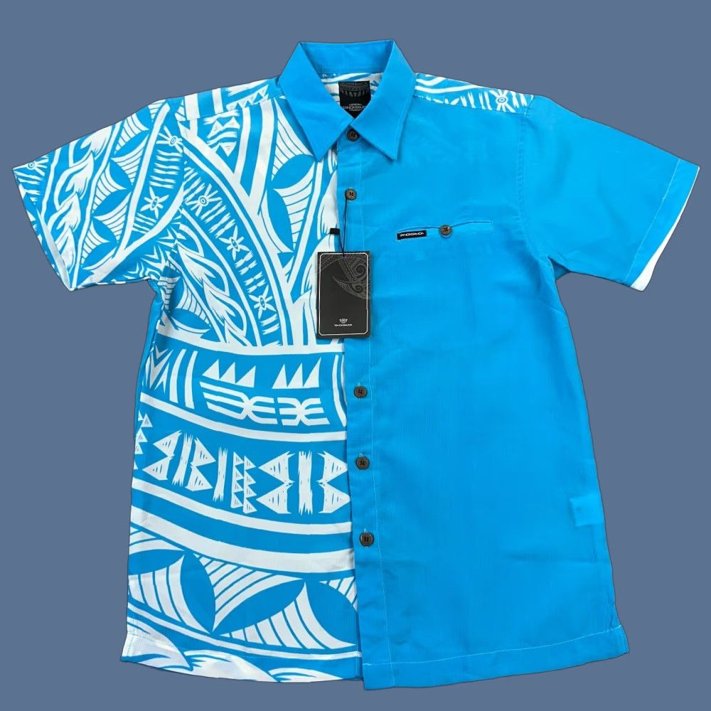 Vintage Tanoa Samoa Shirt Mens Small Blue Polynesian Aloha Button Up Tribal Design NWT Size US S / EU 44-46 / 1 - 1 Thumbnail