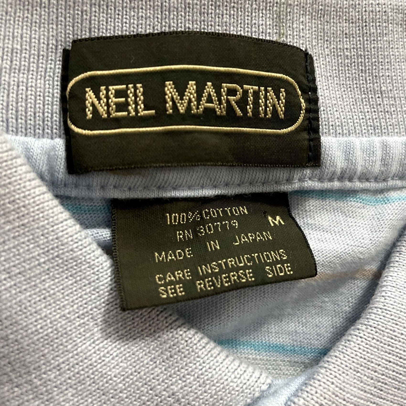 Vintage NEIL MARTIN Polo Shirt Men M Blue Made In Japan Preppy Retro Golf Spread Collar Short Sleeve Striped Pattern Size US M / EU 48-50 / 2 - 5 Thumbnail