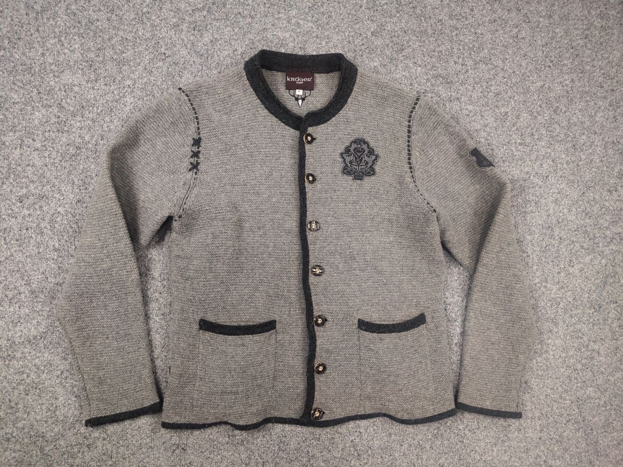 Vintage Krüger Dirndl wool cardigan traditional logo Vintage Size US L / EU 52-54 / 3 - 2 Thumbnail