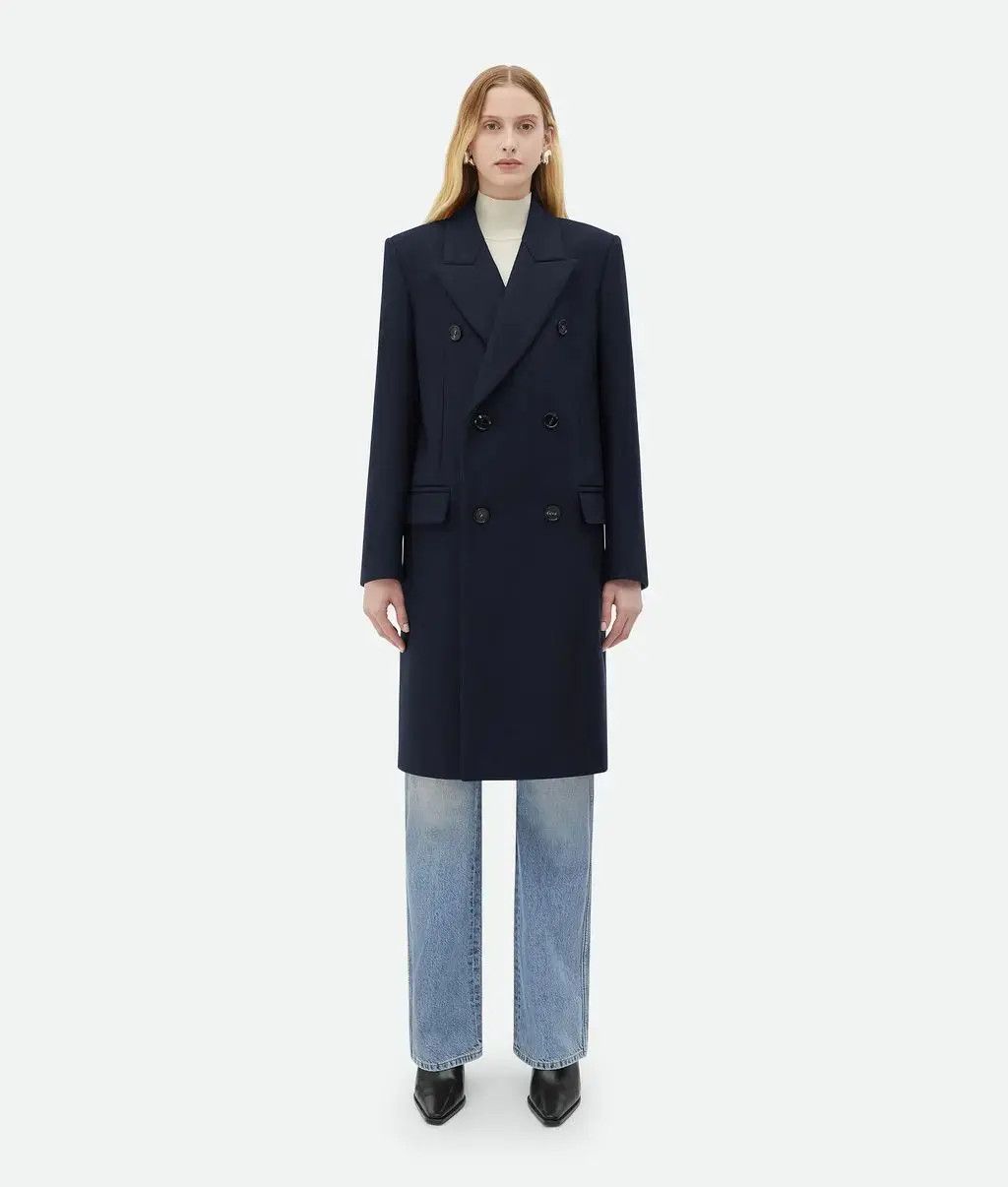 Bottega Veneta o1n1vont0525 Stretch Wool Felt Coat in Abyss Size M / US 6-8 / IT 42-44 - 1 Thumbnail