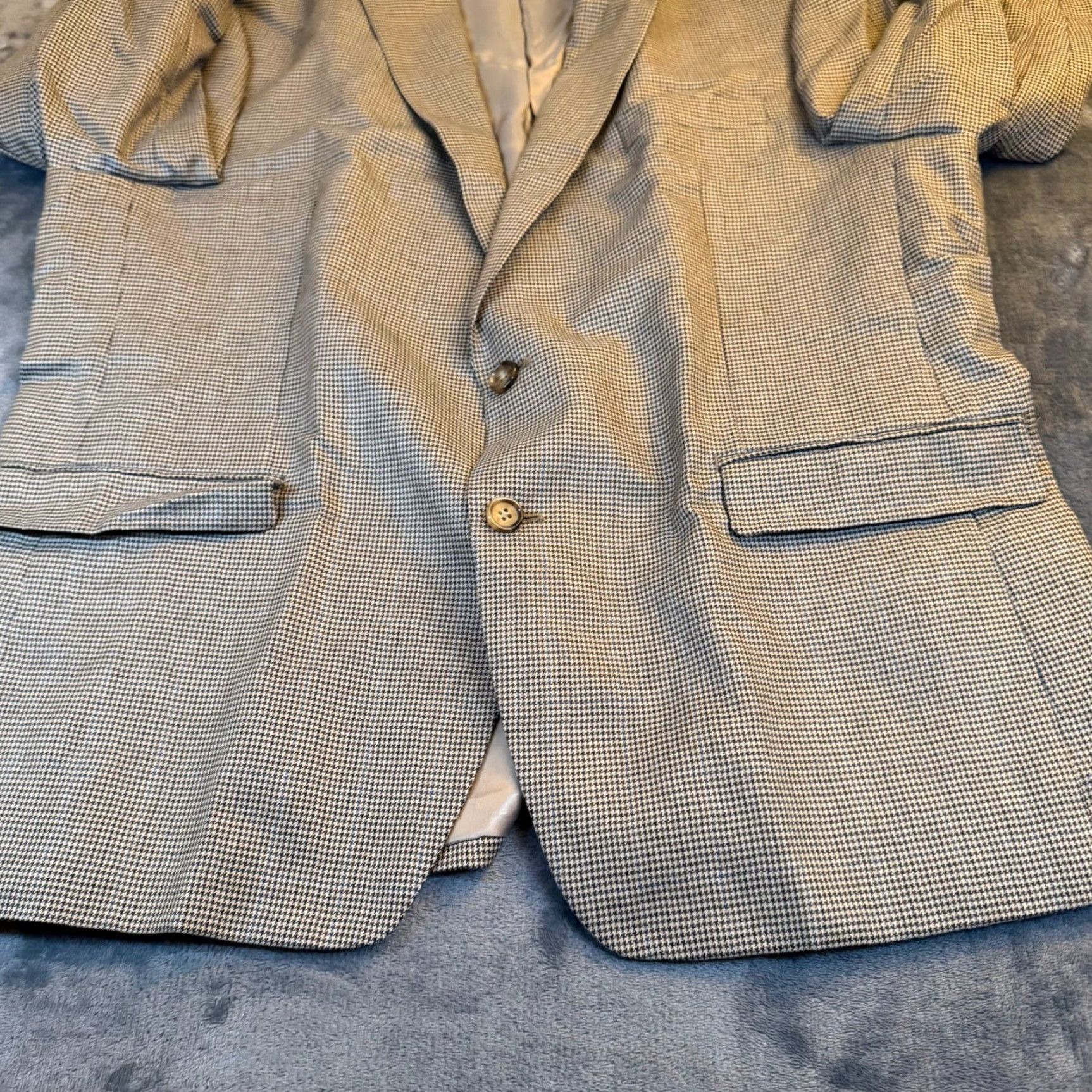 Ralph Lauren Lauren Ralph Lauren Houndstooth Blazer Jacket Sport Coat Two Button Mens 46 Beige Wool Check Business Casual 90s? No N/A Size 46R - 7 Thumbnail