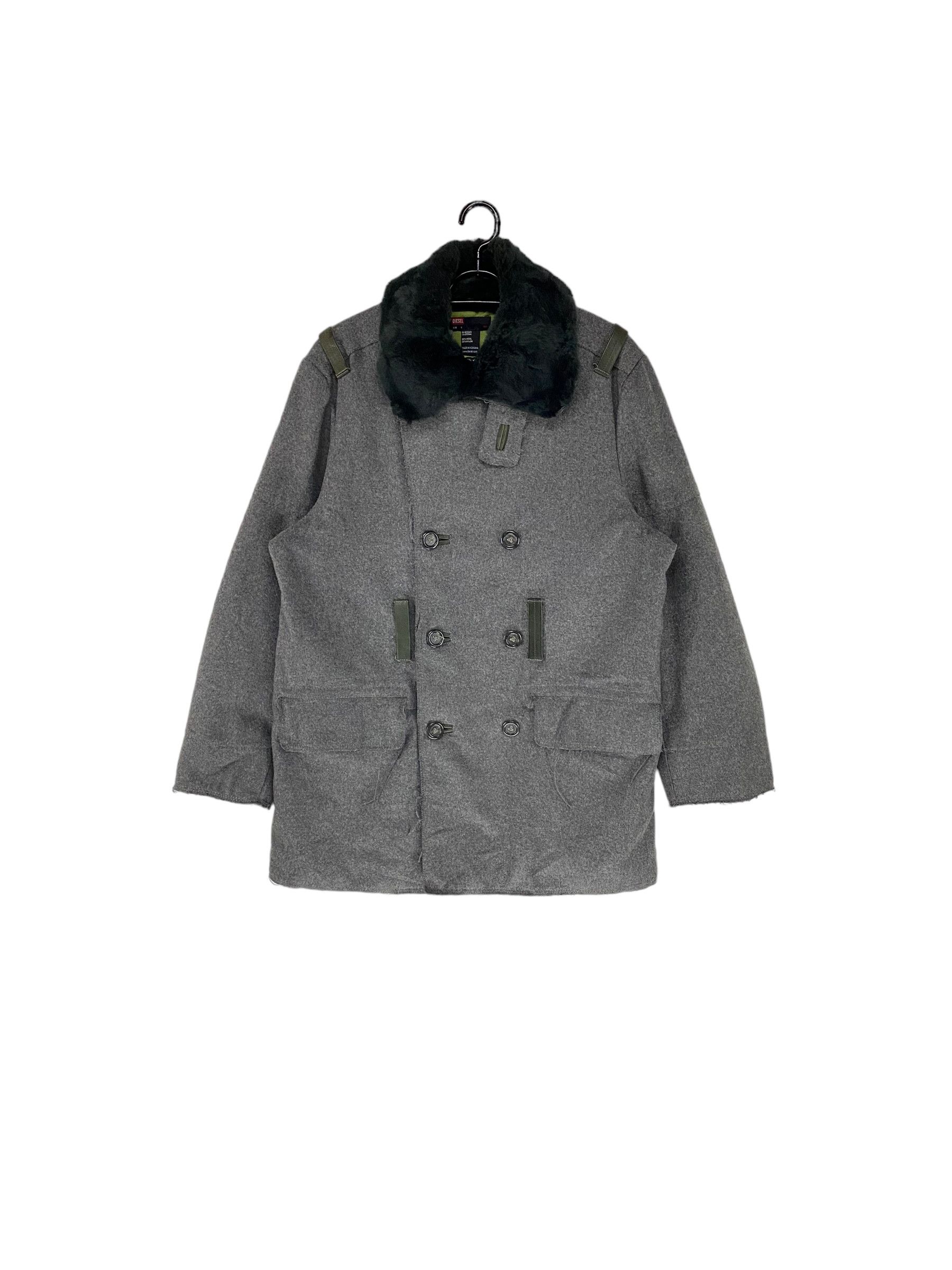 Designer × Diesel 2000s Diesel mod tac fur war double breasted wool coat Size US S / EU 44-46 / 1 - 1 Thumbnail