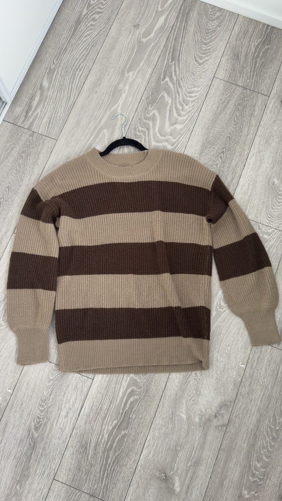 Fashion Nova Fashion Nova Brown and Beige Striped Knit Sweater Size L / US 10 / IT 46 - 1 Thumbnail