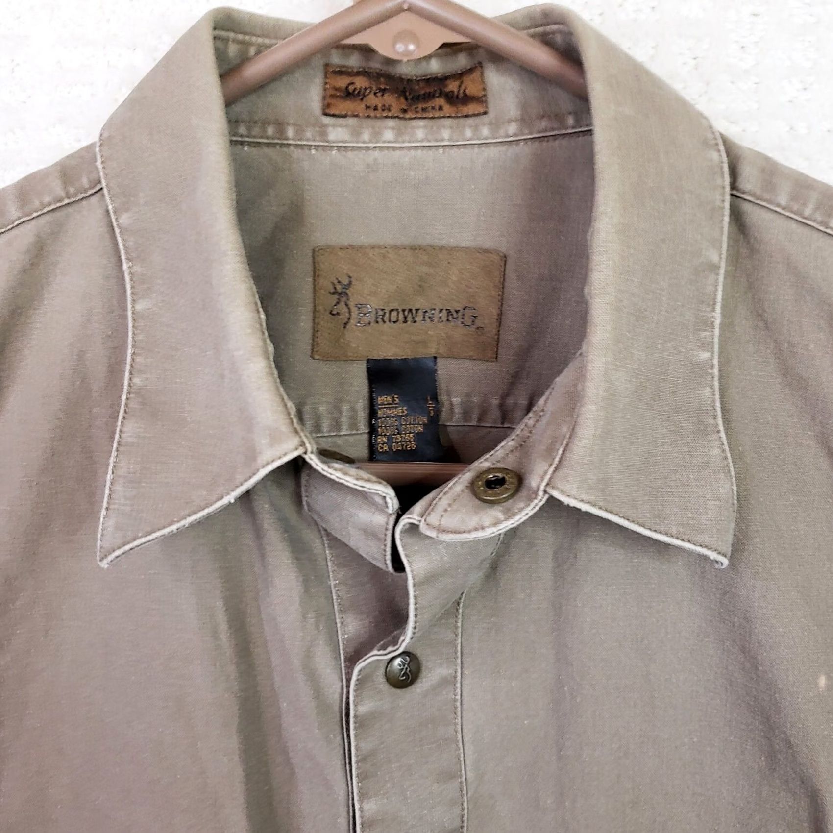 Vintage Browning Super Naturals Men L Brown Long Sleeve Snap Button Shirt 100% Cotton Size US L / EU 52-54 / 3 - 4 Thumbnail