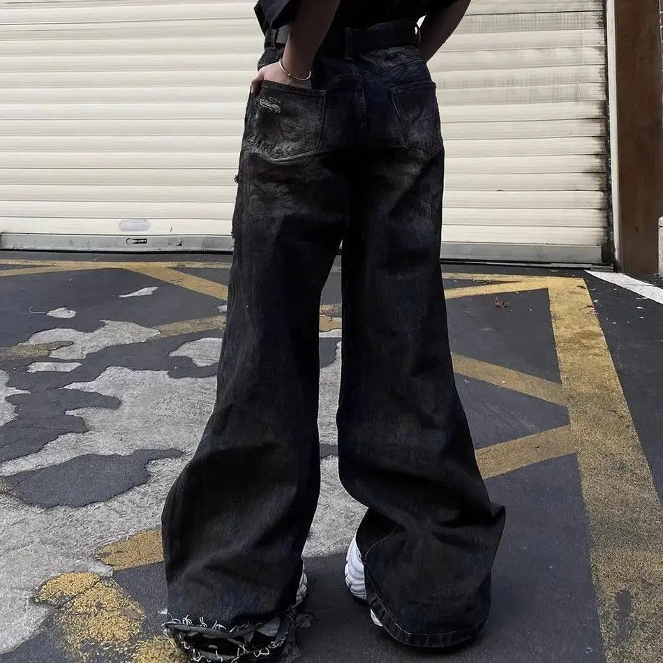 Japanese Brand Hip hop wide leg straight leg ripped jeans Size US 32 / EU 48 - 5 Thumbnail
