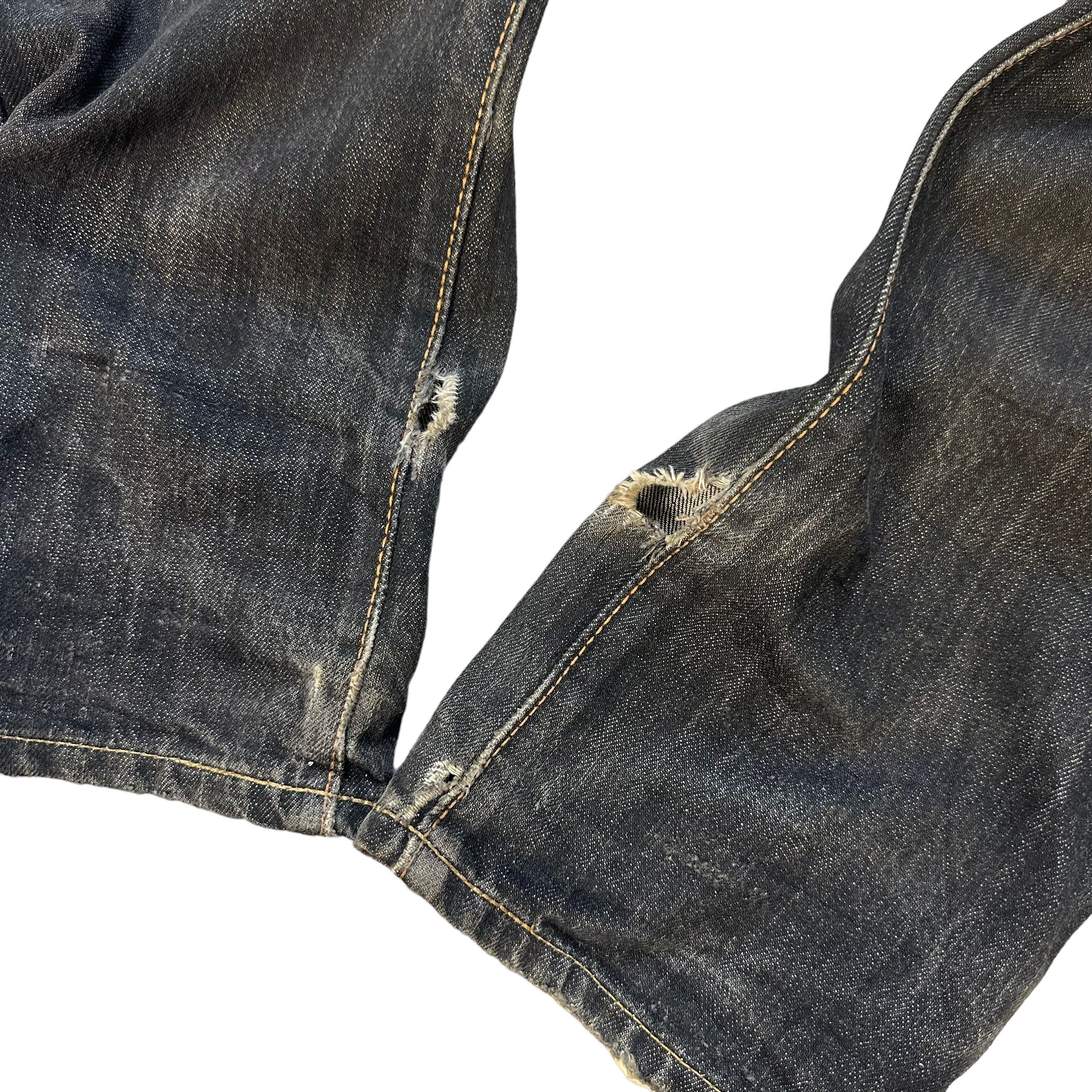 Edwin TRASHED🔥 VINTAGE EDWIN DISTRESSED JEANS #7627-158 Size US 27 - 8 Thumbnail