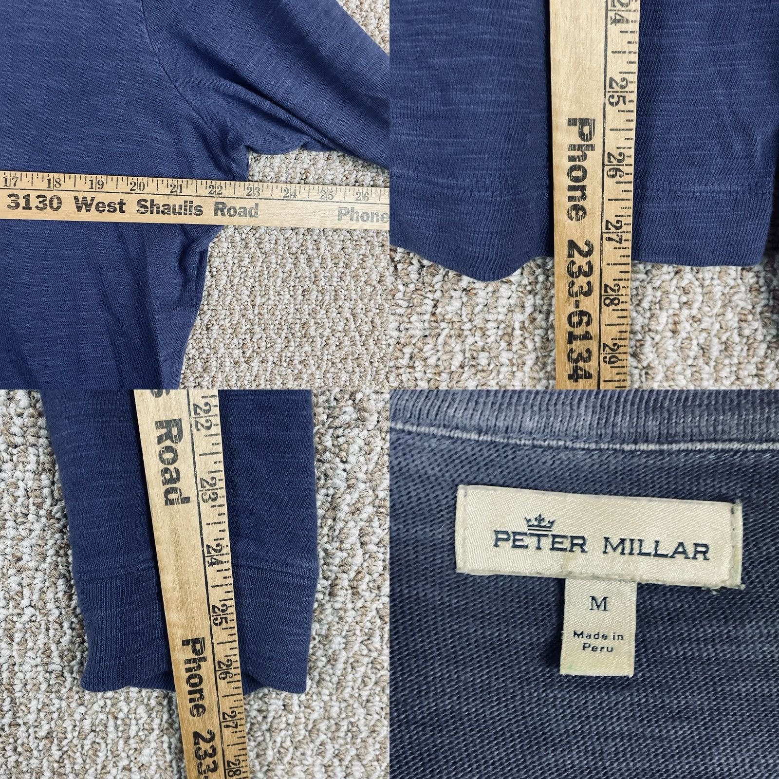 Peter Millar Peter Millar Pullover Men's M Seaside Cotton Slub 1/4 Zip Blue Flaw Embroidered Golf Shirt Size US M / EU 48-50 / 2 - 8 Thumbnail