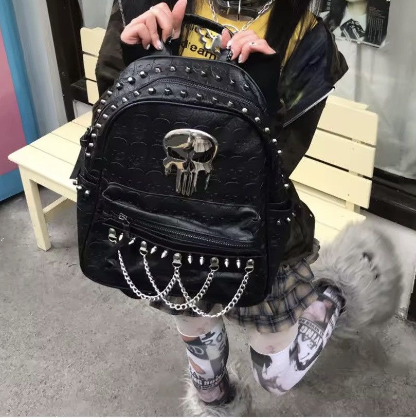 Other Skull Gothic Skeleton Black Unisex Streetwear Backpack Size ONE SIZE - 5 Thumbnail