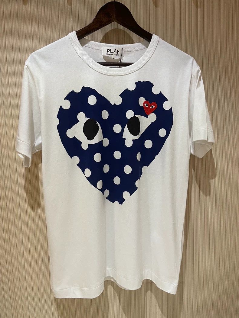 Comme Des Garcons Blue polka-dot love short sleeve T-shirt
