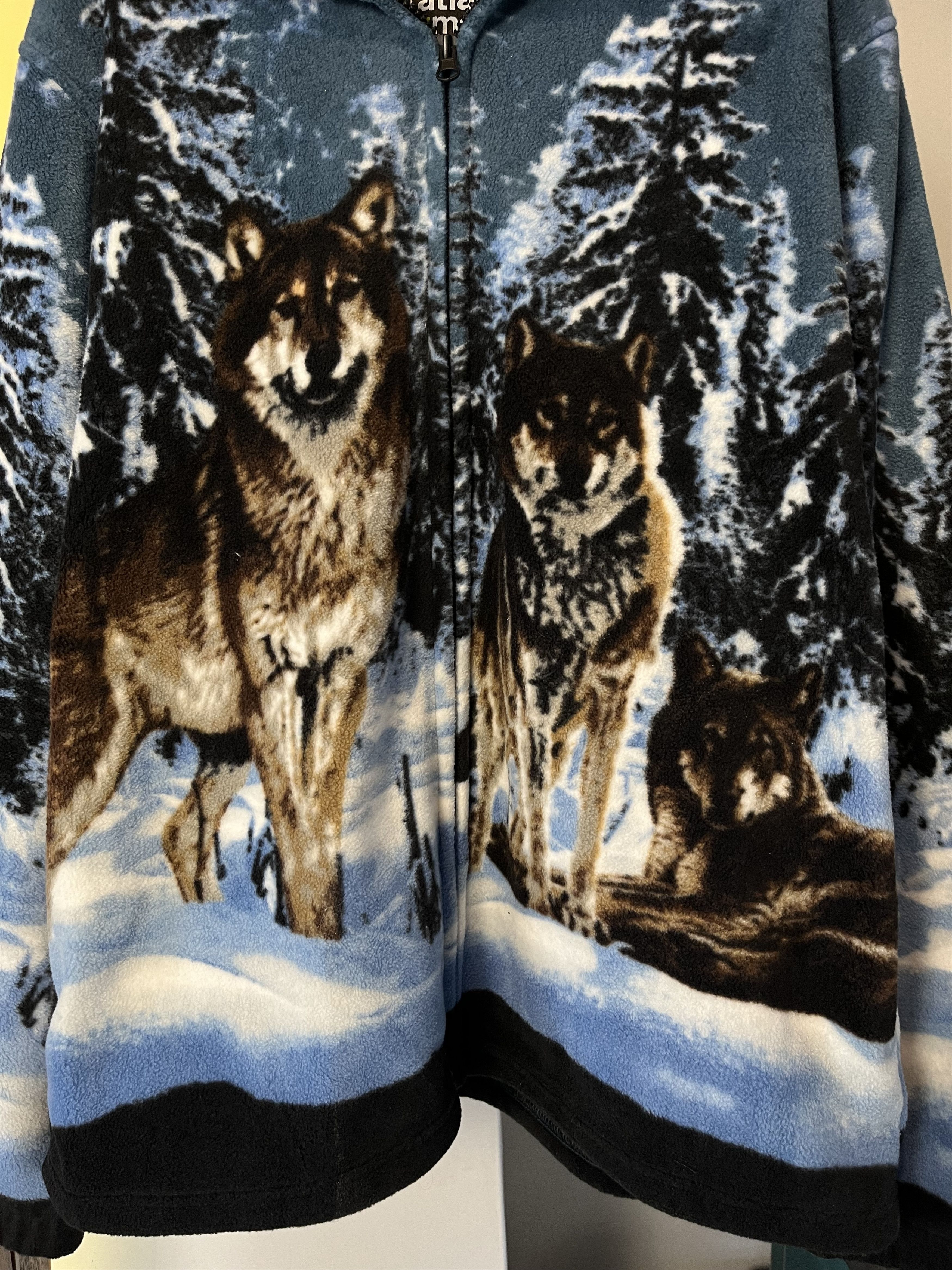 Vintage 90s Wolf Fleece Synchyla Animal Jacket Size US L / EU 52-54 / 3 - 3 Thumbnail