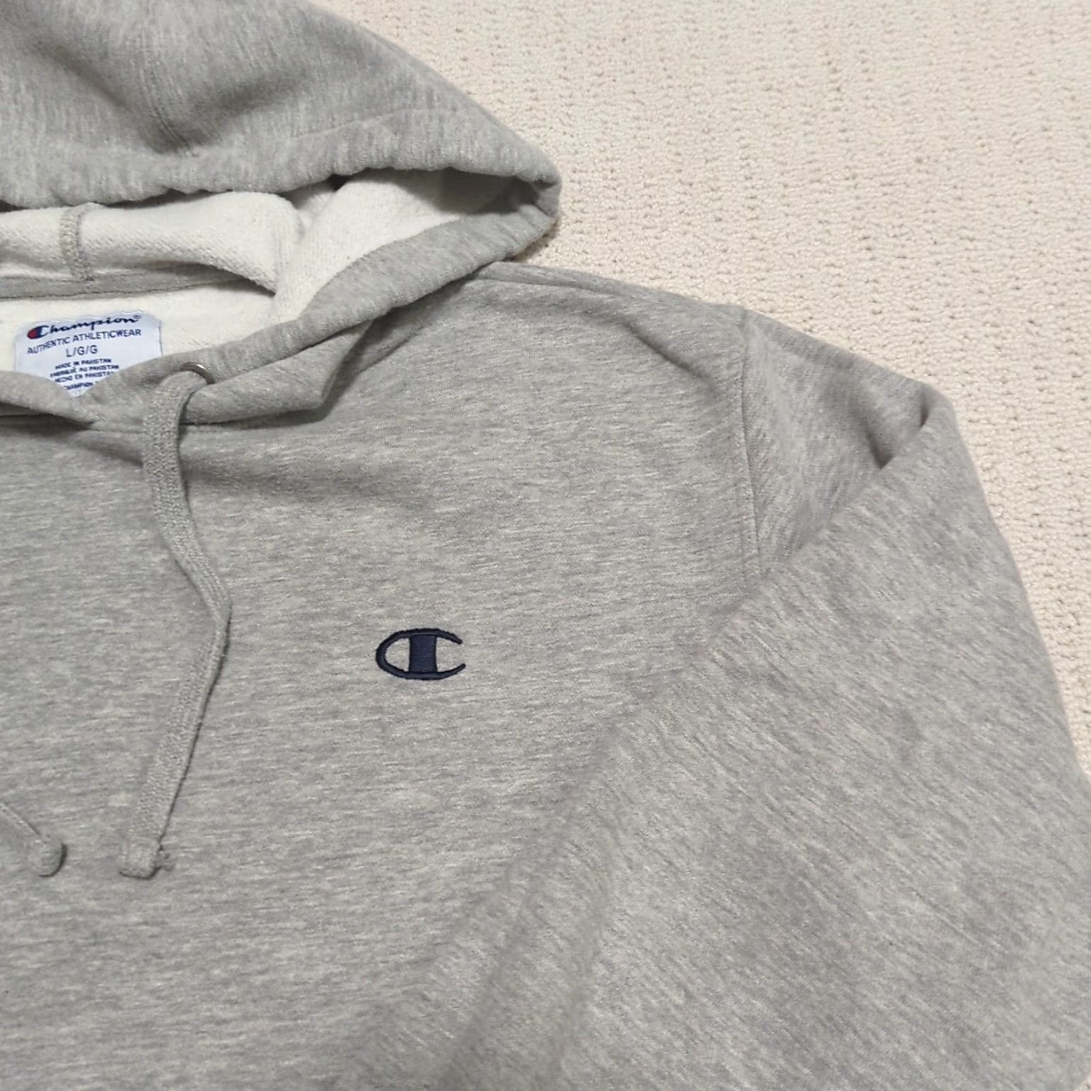 Champion Champion Hoodie Womens Large Gray Sweatshirt Pullover Knit Activewear Logo Embroidered Regular Cotton Size L / US 10 / IT 46 - 6 Thumbnail