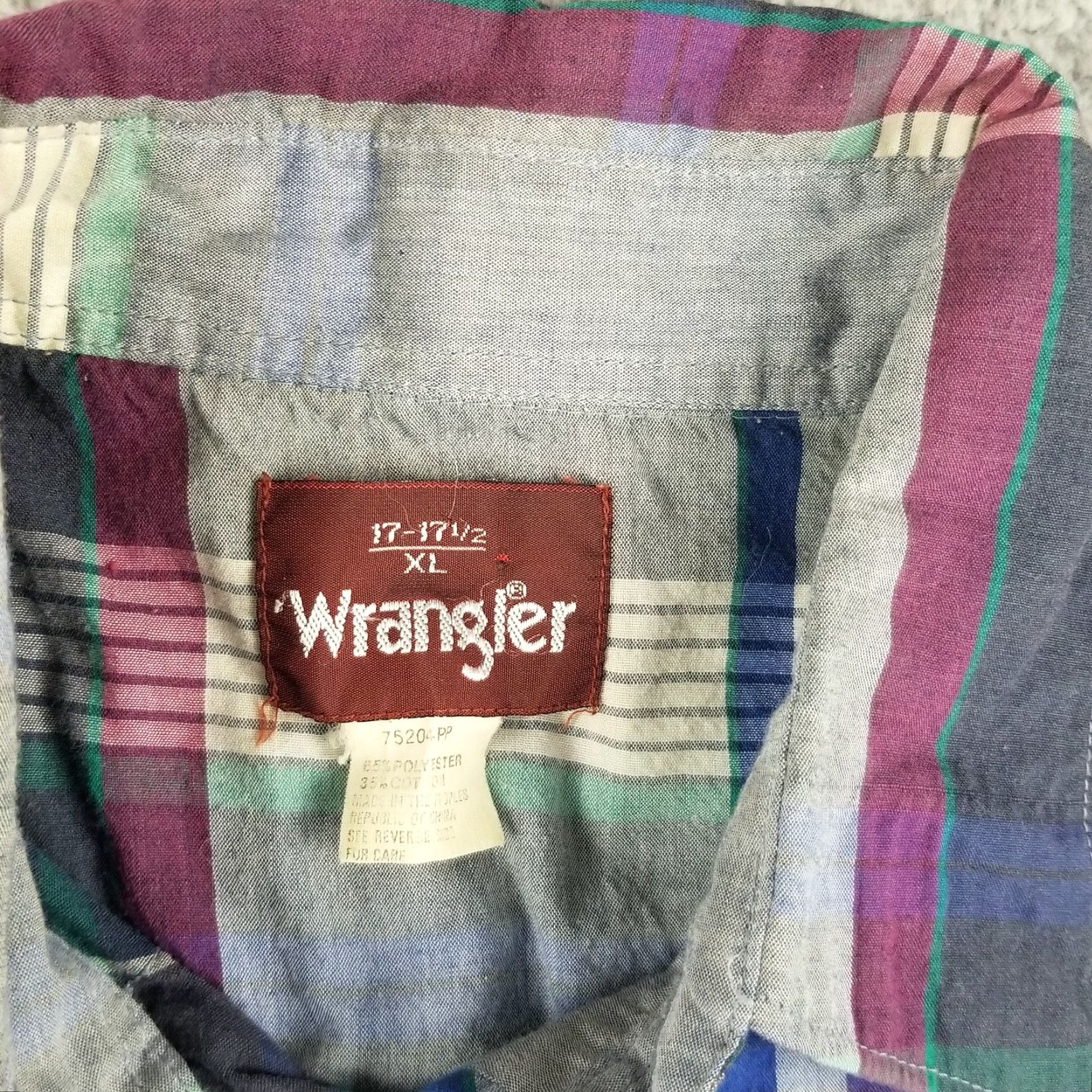 Wrangler WRANGLER Western Pearl Snap Plaid Shirt Pink XL Long Sleeve Mens Size US XL / EU 56 / 4 - 2 Thumbnail