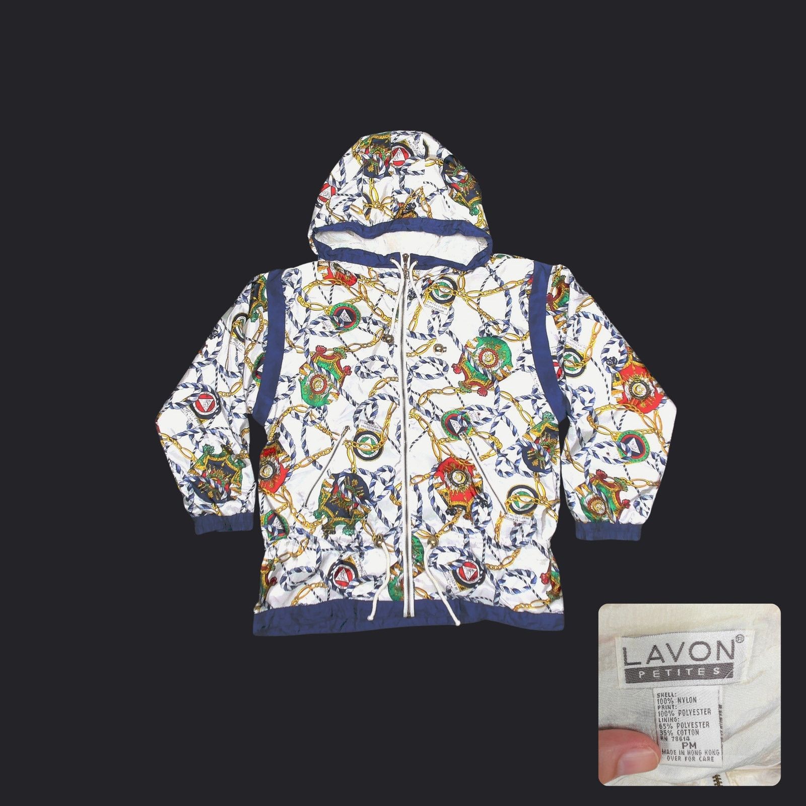 Vintage Lavon Vintage Y2K Oversized Nautical Chain Print Windbreaker Size M / US 6-8 / IT 42-44 - 1 Thumbnail