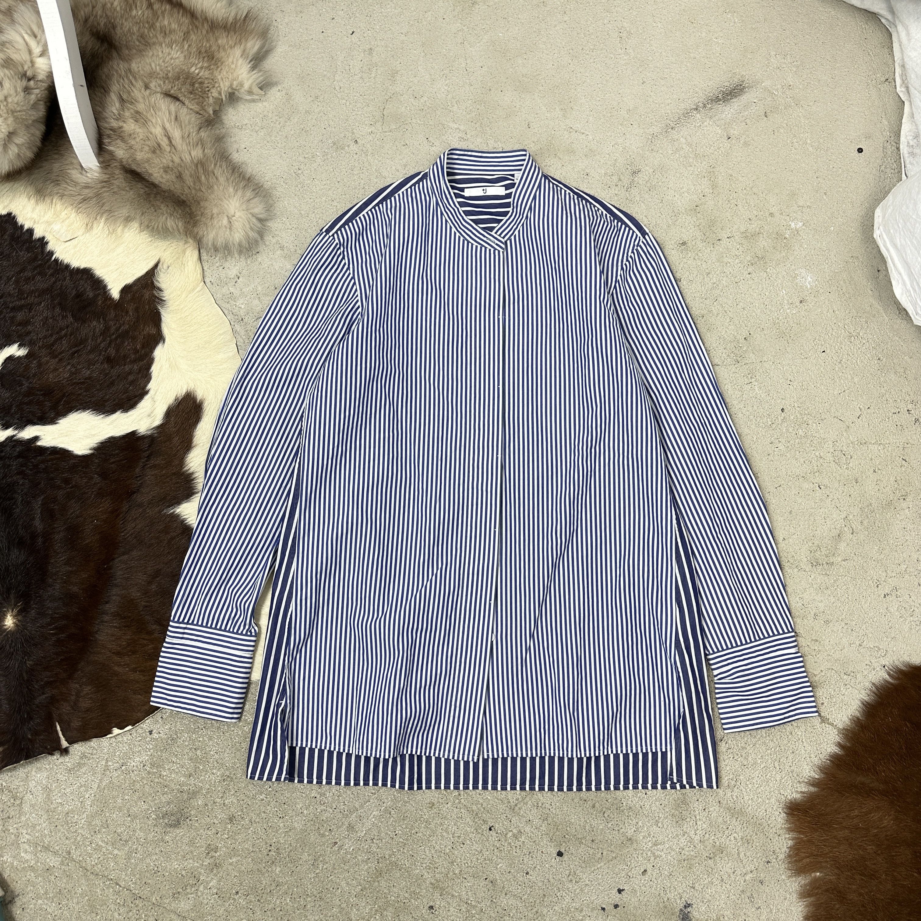 Jil Sander Vintage Striped Stand-Up Collar Jil Sander x Uniqlo Shirt Size XS / US 0-2 / IT 36-38 - 2 Thumbnail