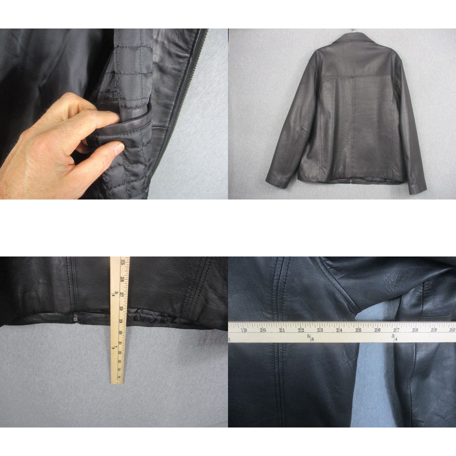 Vintage M Jacket Mens XL Black Leather Bomber Jacket Full Zip Lined Pockets Classic Mens XL Skin Size US XL / EU 56 / 4 - 8 Thumbnail