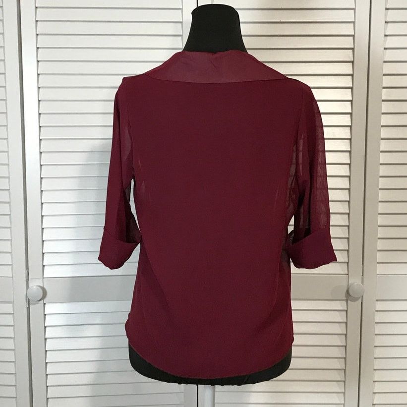 Other Body Central Y2K Boho Sheer Burgundy Waist Blouse L Size L / US 10 / IT 46 - 3 Thumbnail
