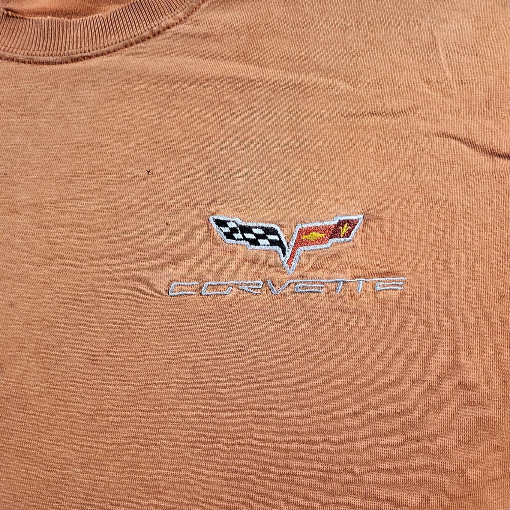 Logo 7 Corvette Shirt Mens XL Orange Logo Embroidered Tee Racing Cars Distressed Size US XL / EU 56 / 4 - 2 Thumbnail