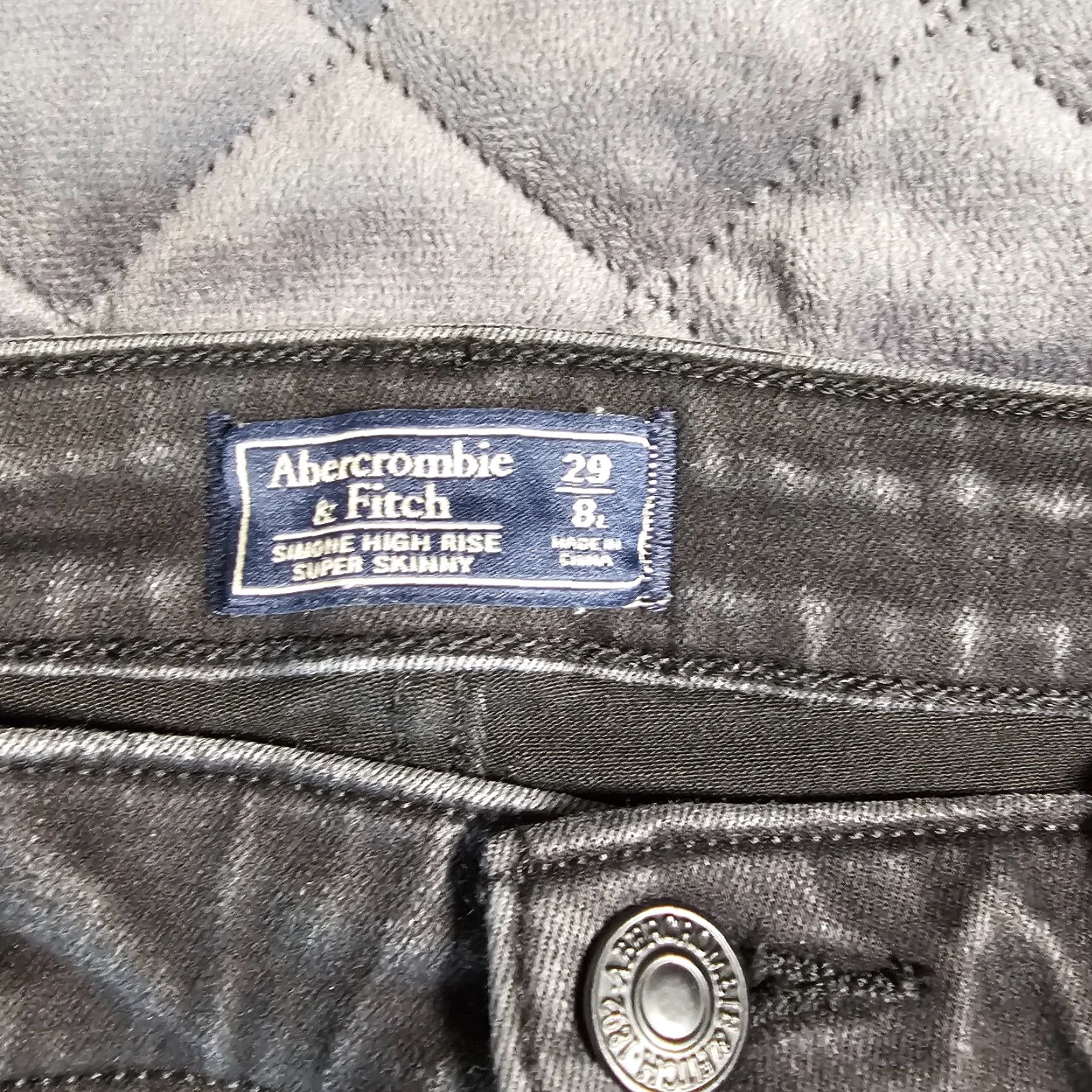 Abercrombie & Fitch Abercrombie & Fitch Simone High Rise Super Skinny Jeans Womens 29 Black Distressed Jeans (Dark Wash) - Cotton Blend Denim Size 29 Womens Size 29" - 3 Thumbnail