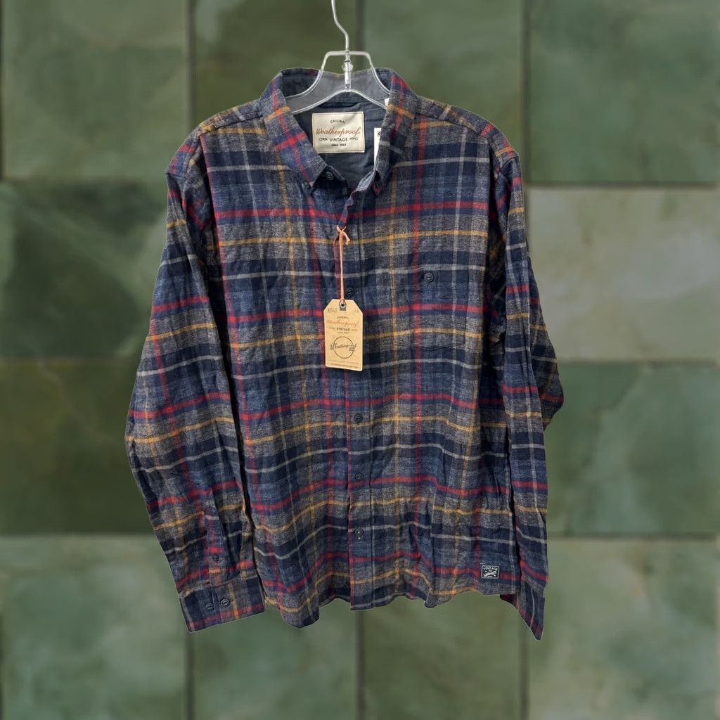 Weatherproof Weatherproof Vintage Button-Down Shirt Mens L Mood Indigo Blue Plaid NWT Size US L / EU 52-54 / 3 - 1 Thumbnail