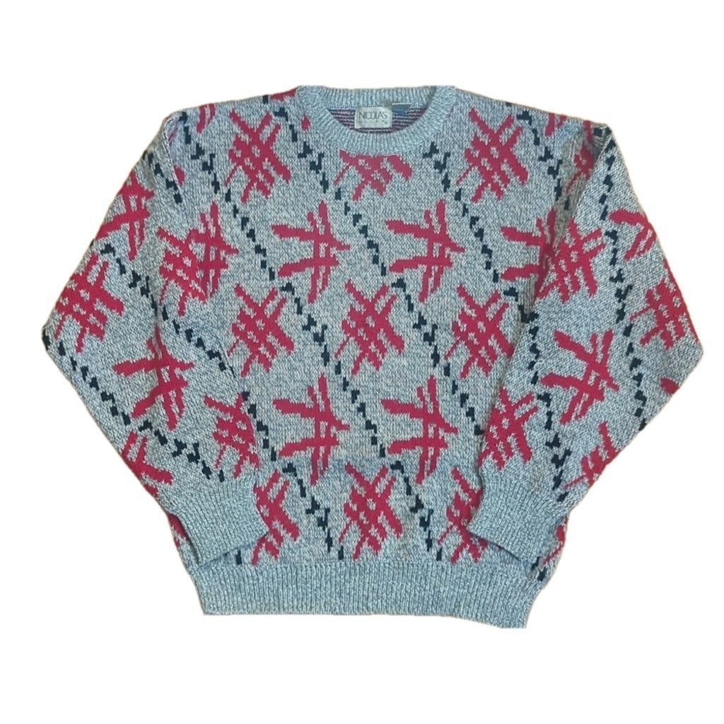 Vintage Vintage sweater 80s 90s Small Grey w red hashtag print Size US S / EU 44-46 / 1 - 1 Thumbnail