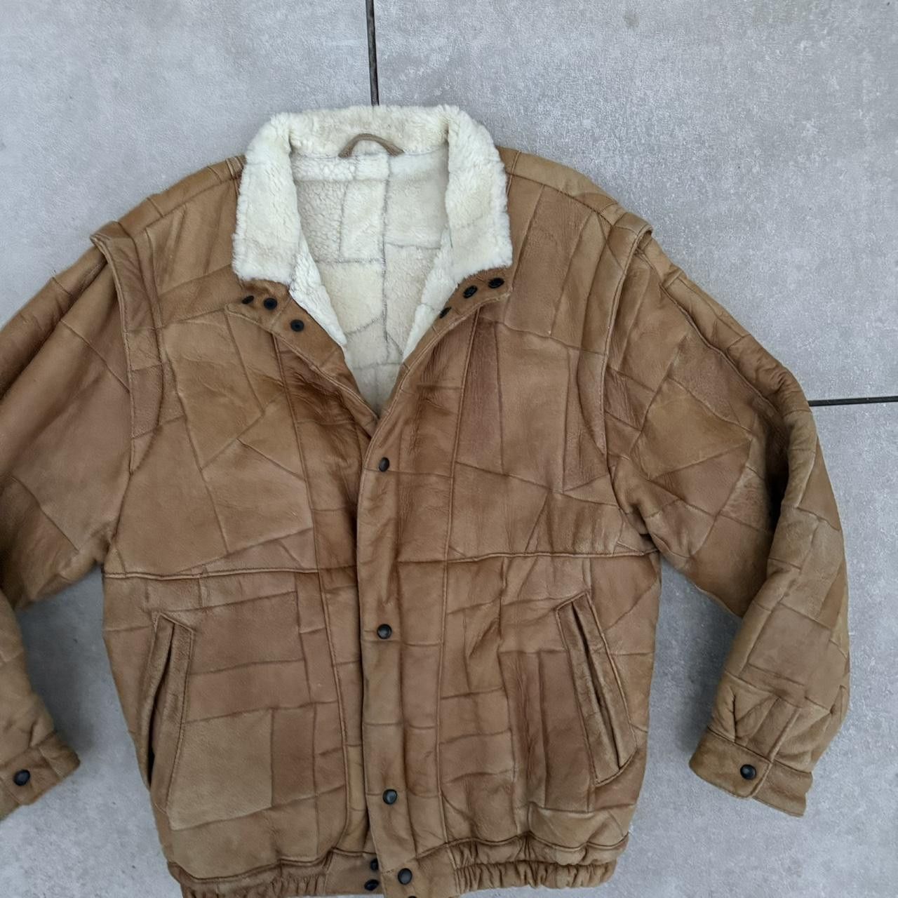 Vintage Vintage Real Leather Jacket Retro 90s Brown Sherpa Size US L / EU 52-54 / 3 - 3 Thumbnail