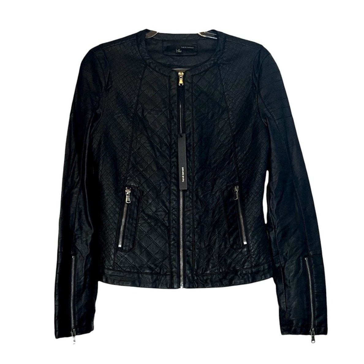 Harve Benard Harve Benard Quilted Black Faux Leather Moto Jacket S NWT Size S / US 4 / IT 40 - 2 Thumbnail