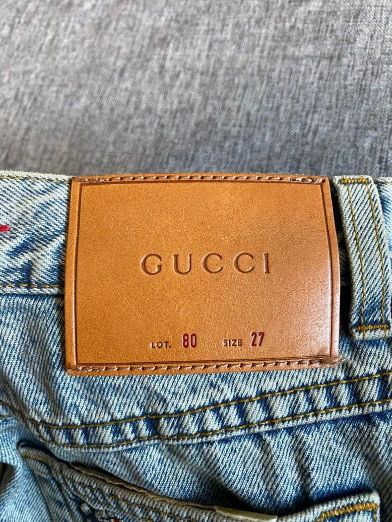Gucci Gucci Embroidered Denim Pants Size 27-2505 Size US 27 - 6 Thumbnail